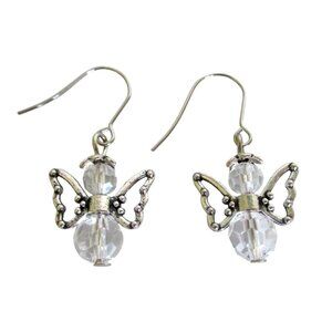 New Crystal Angel Pierced Earrings on Stainless Hooks Angelic Jewelry Gift